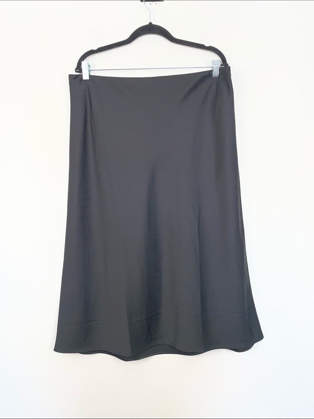 J Crew Factory Satin Classic Minimalist Pullon Black A-Line Skirt Women XL - Picture 2 of 8